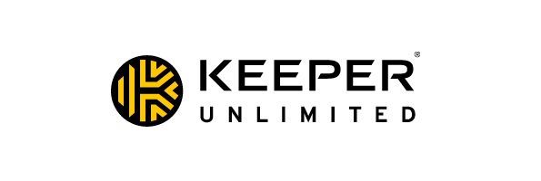 the keeper security logo in black font on a white background