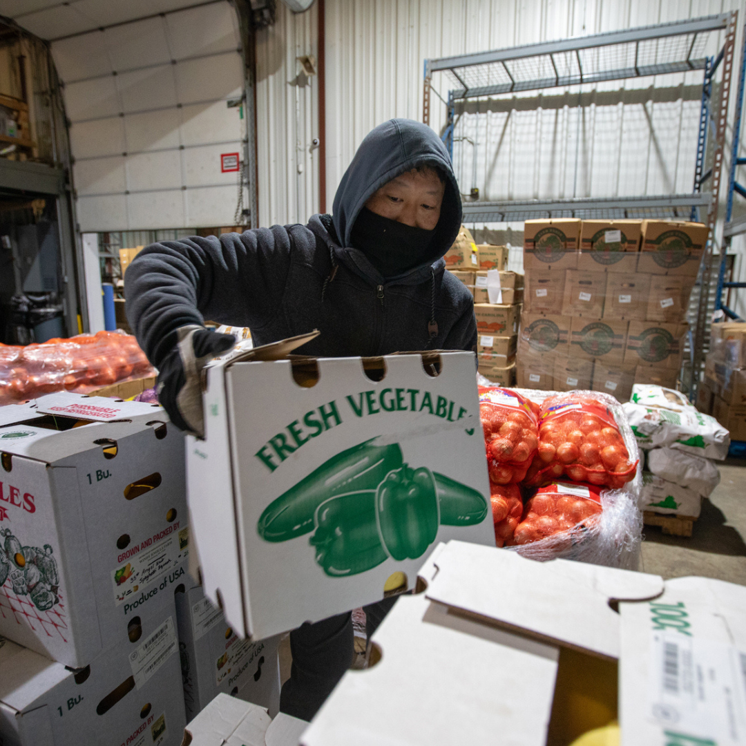 Fresh vegetable box in warehouse