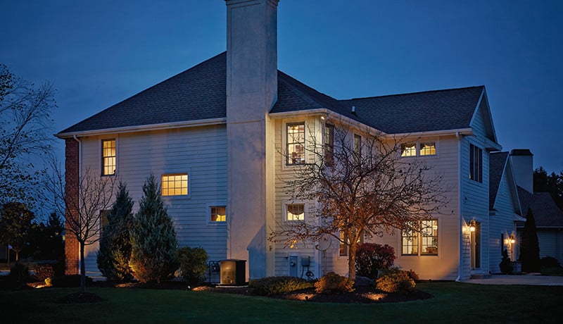 A Home with Power from a Standby Generator During an Outage