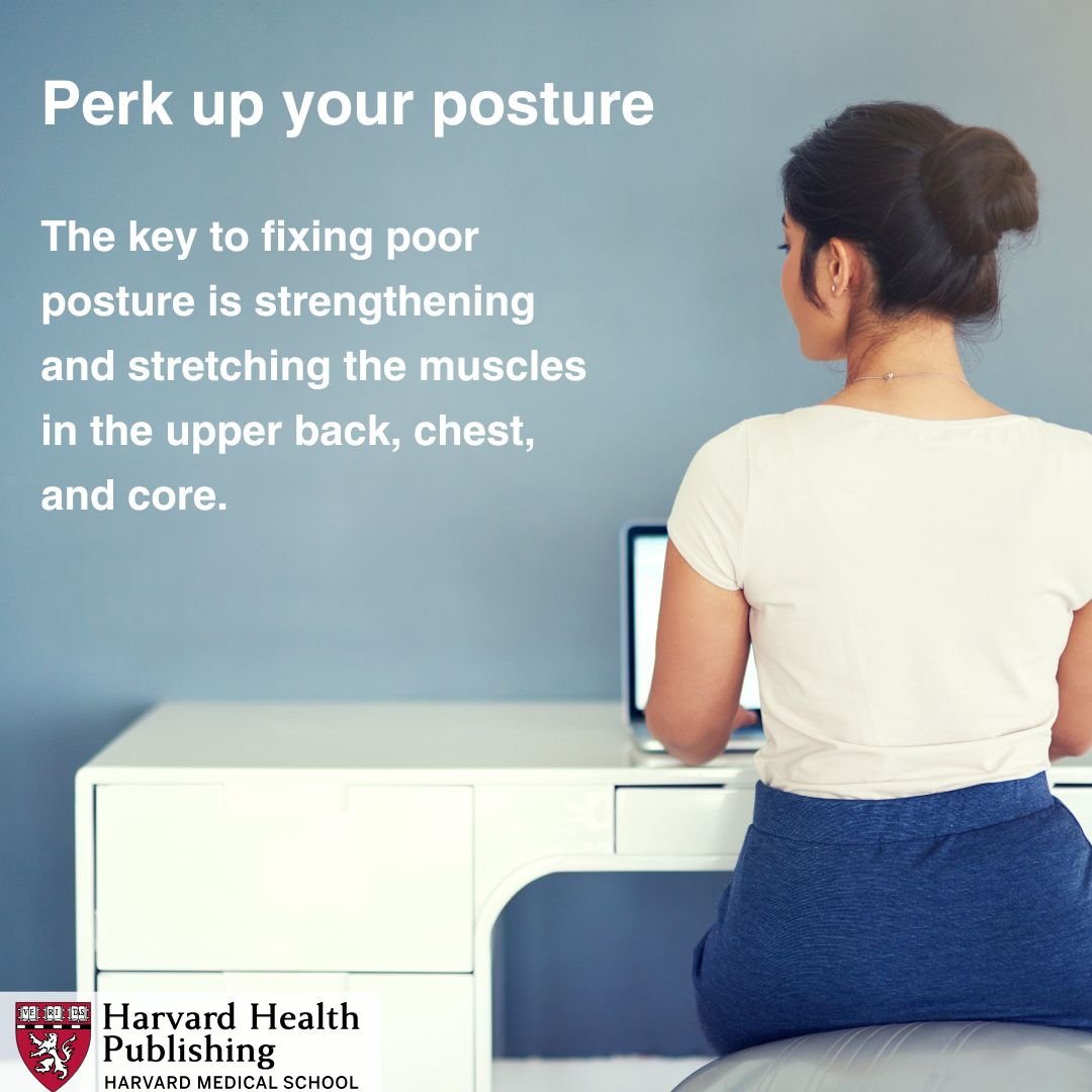 Woman with her back to us sitting up straight on an exercise ball.