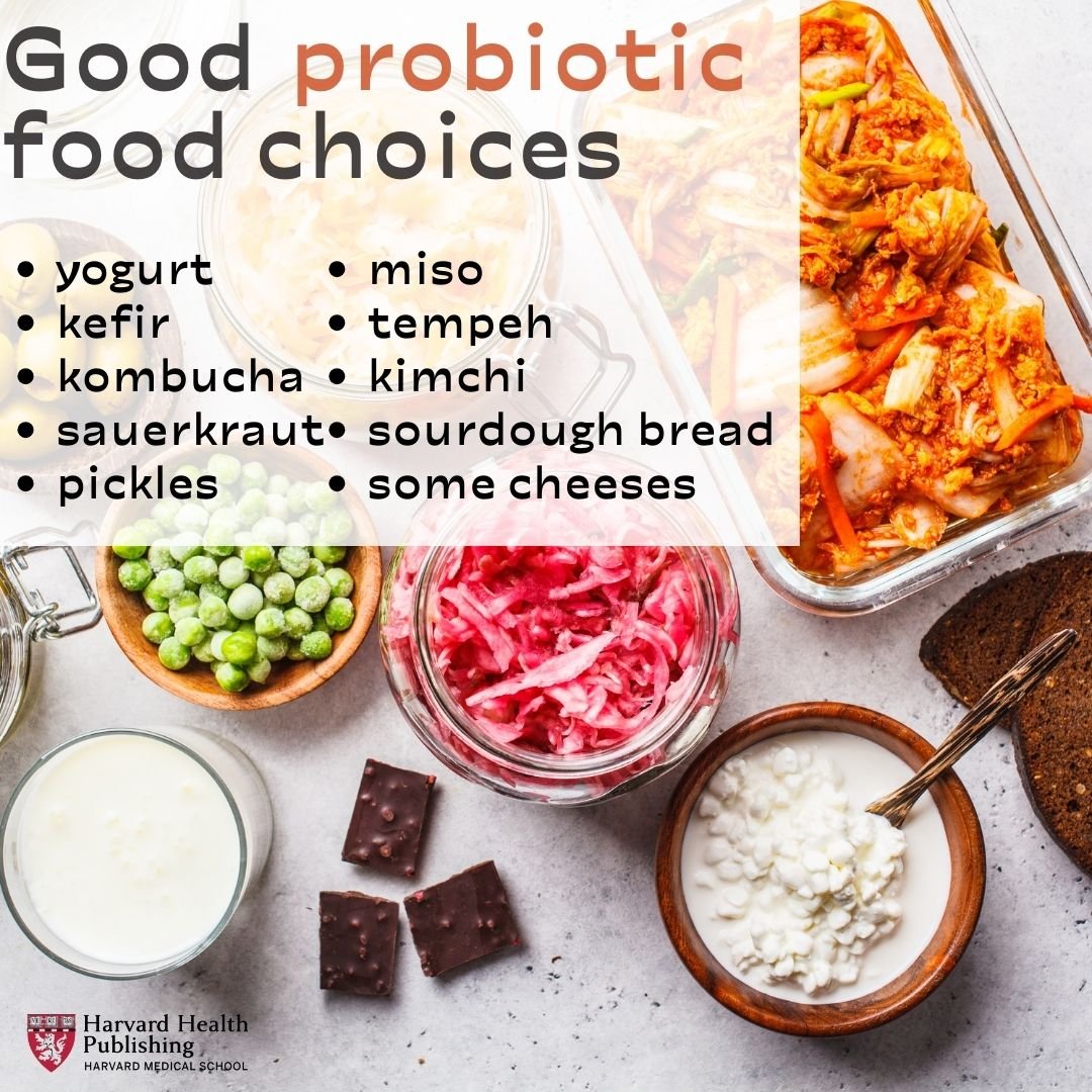 gut-friendly food with text on the food types