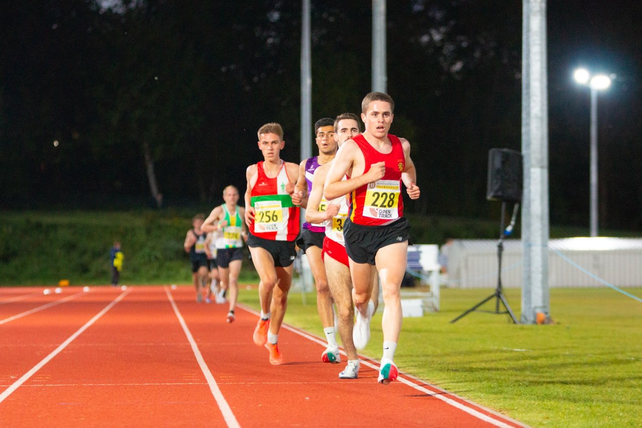 Athletes running on a track