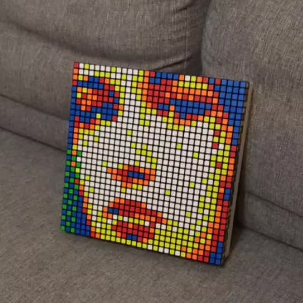 Rubiks cube mosaics 10x10 cubes portrait of Victoriya Bogush