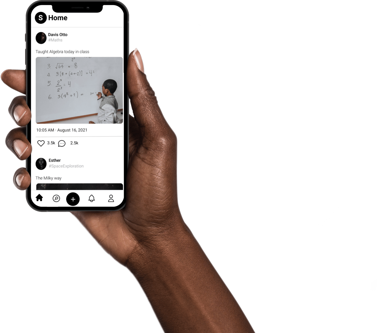 a black hand holding a phone