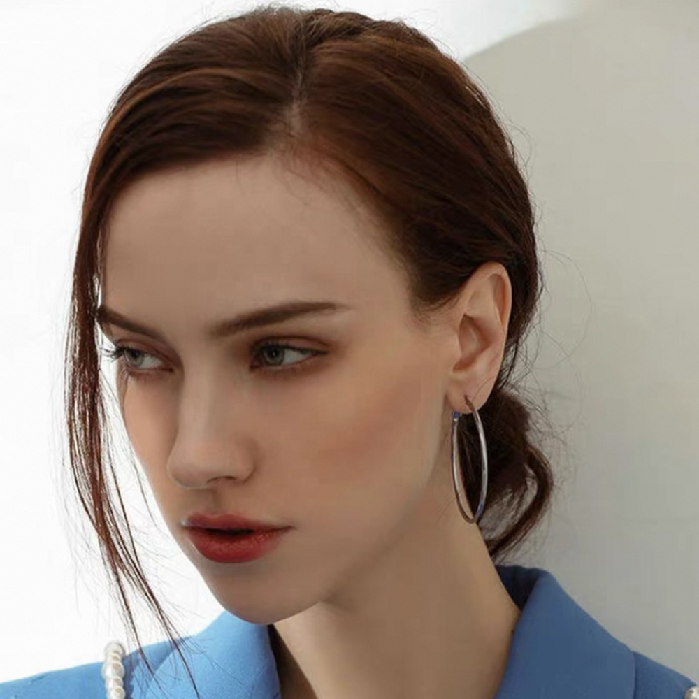 925 sterling silver Exaggerate Hoop Creole Earrings for Women