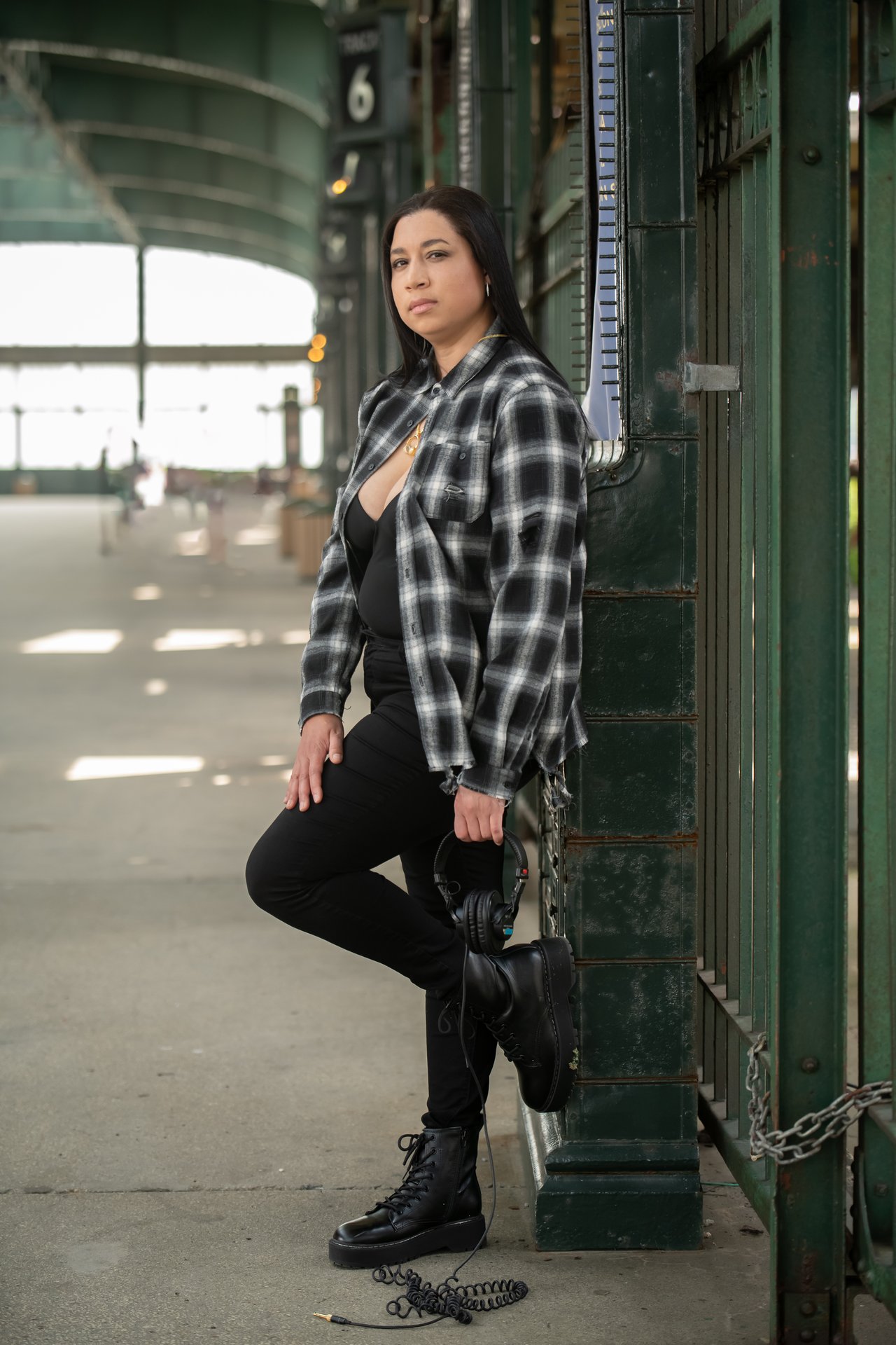 Starline posing in a old world train station.