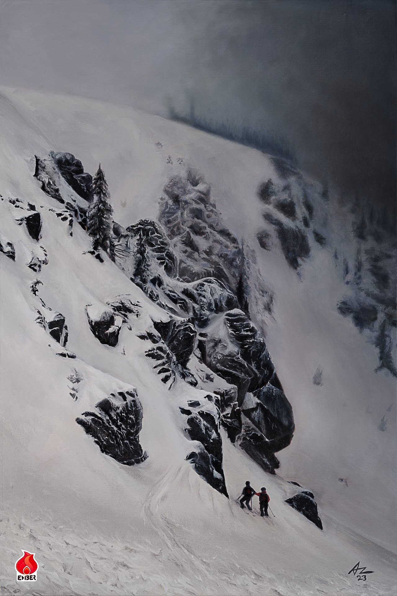 "Mentorship," 2023 - The original painting is now available and as a collector's reprint only at Ember Gallery.