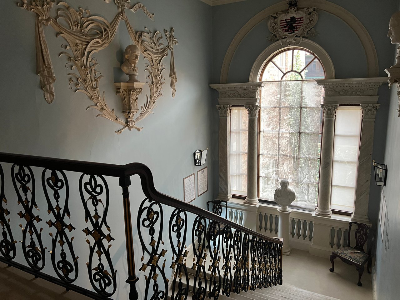 A photo of the grand staircase at Fairfax House