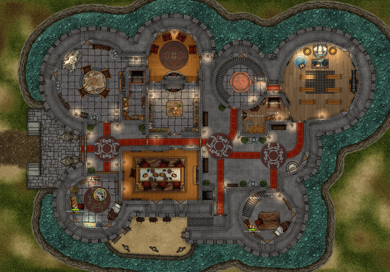 Overhead view of a castle map featured in one of our published adventures.