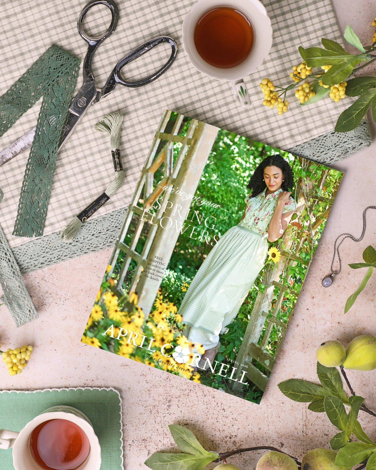 A vibrant catalog at a restful place setting