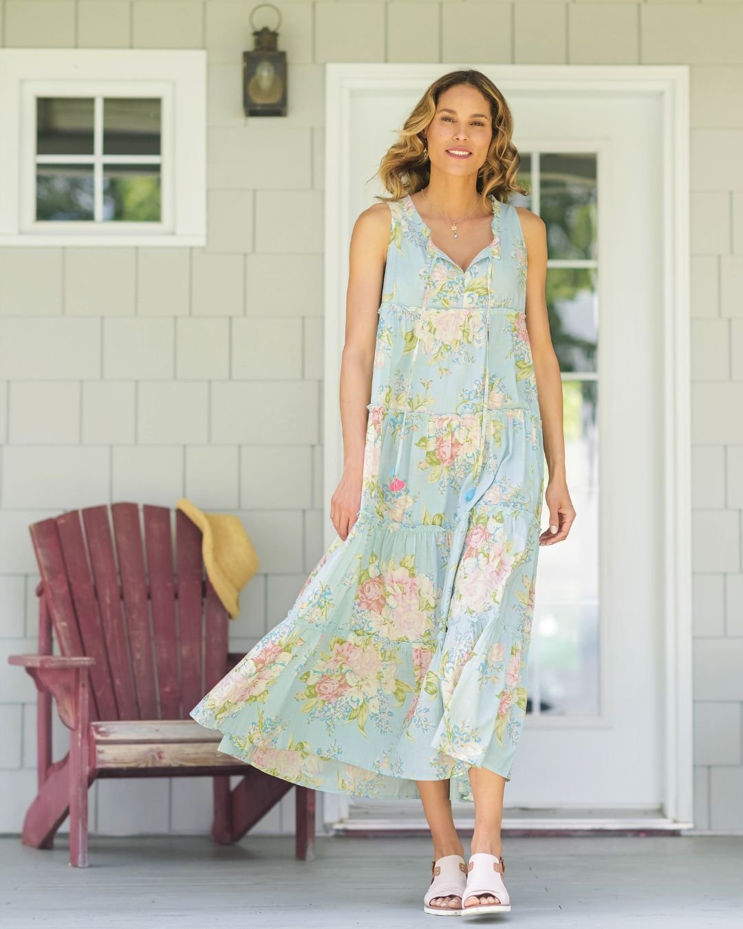 A beautiful vintage-inspired dress with a soft floral print