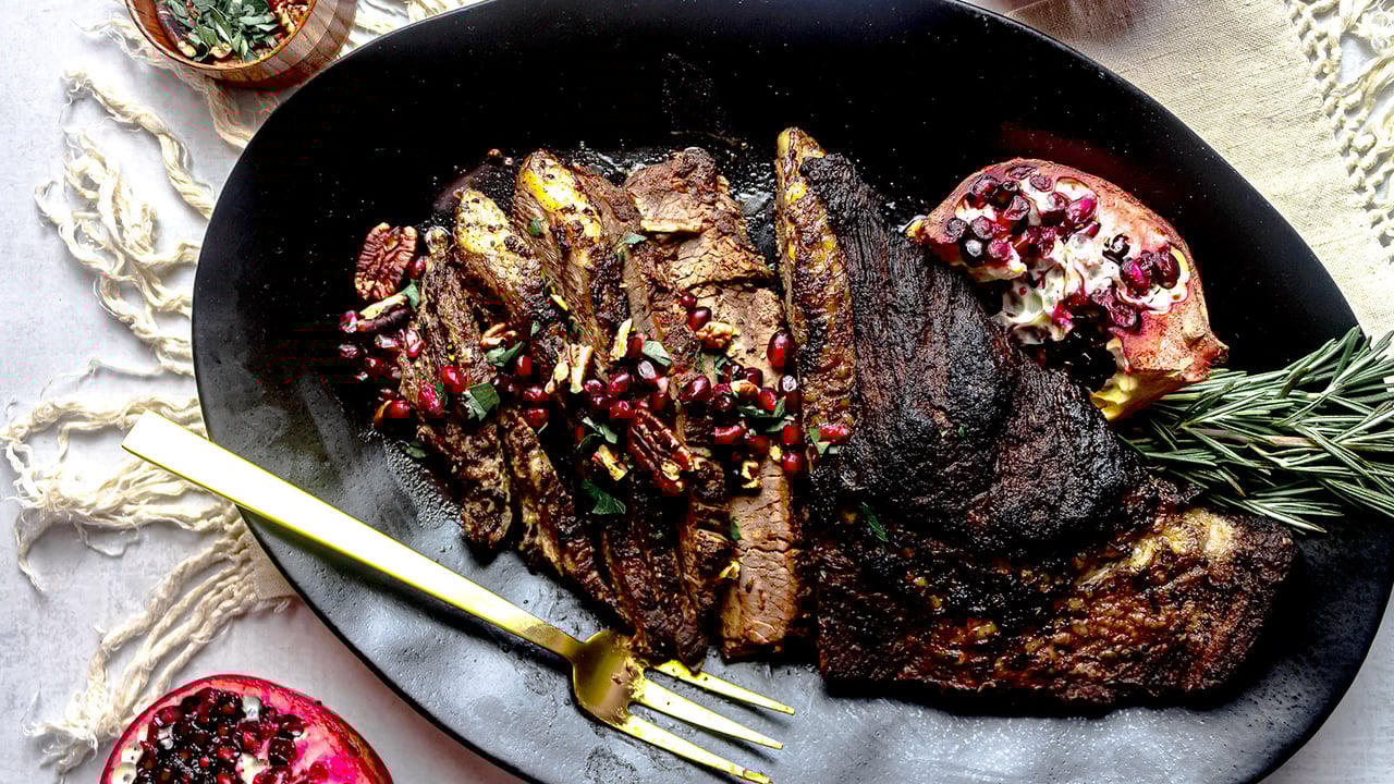 Gourmend Low FODMAP Brisket with Pomegranate Rosemary Sauce