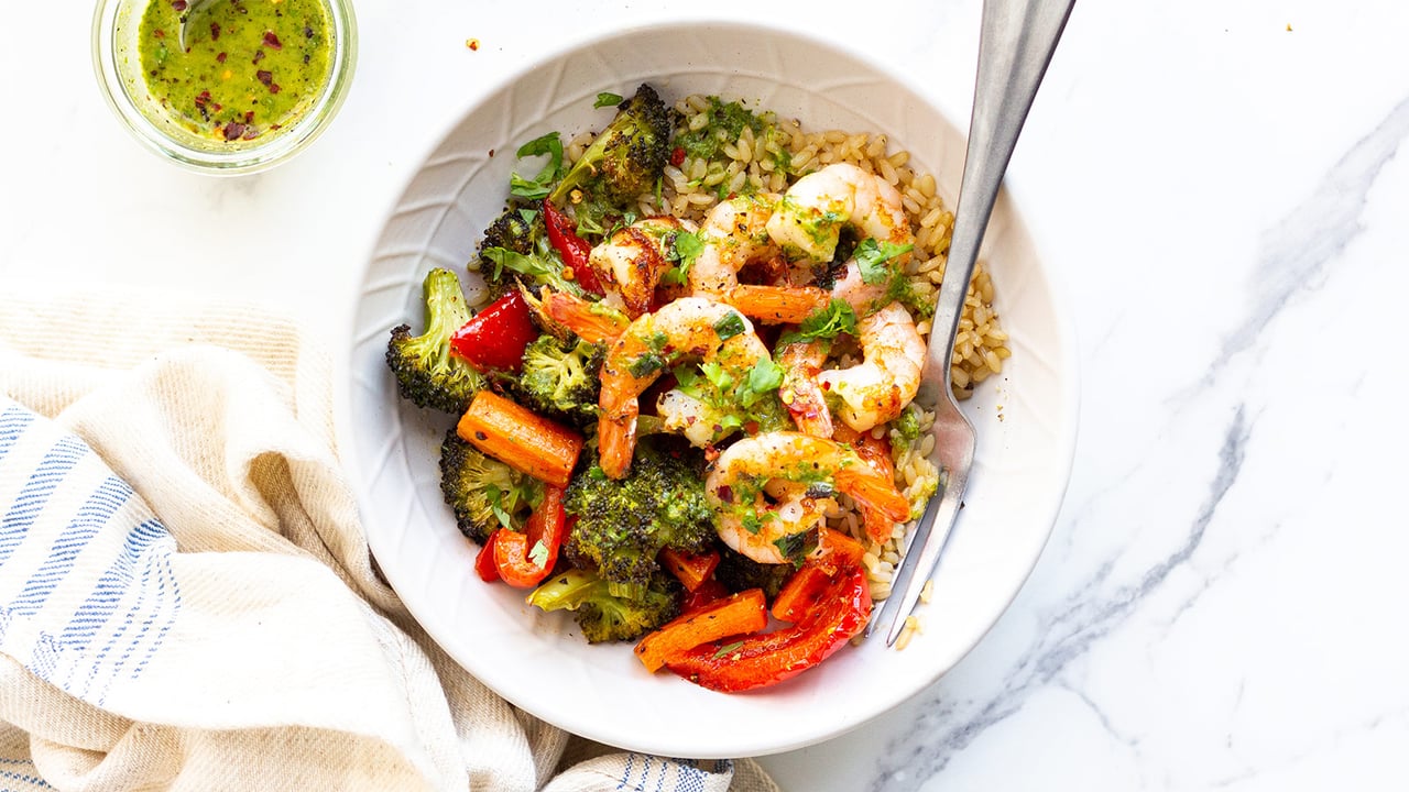 Gourmend Low FODMAP Cilantro Shrimp Rice Bowl Recipe