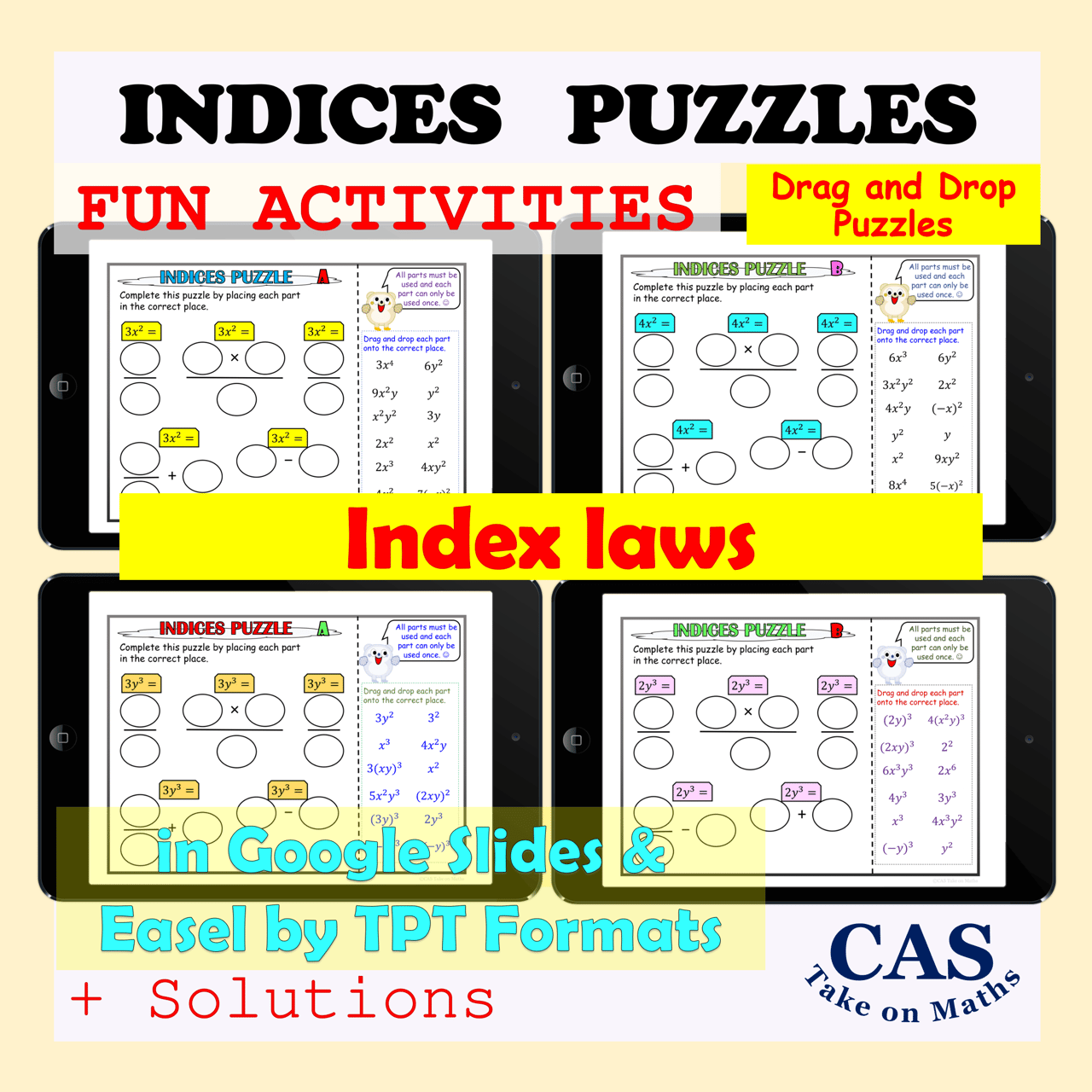 Equations Involving Index Laws | Drag and Drop Puzzles