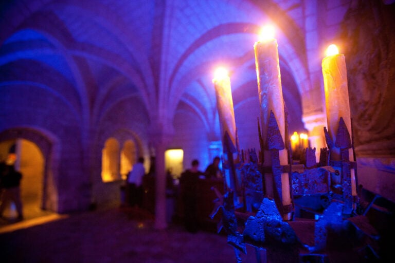photo of spooky candles in the medieval chapter house