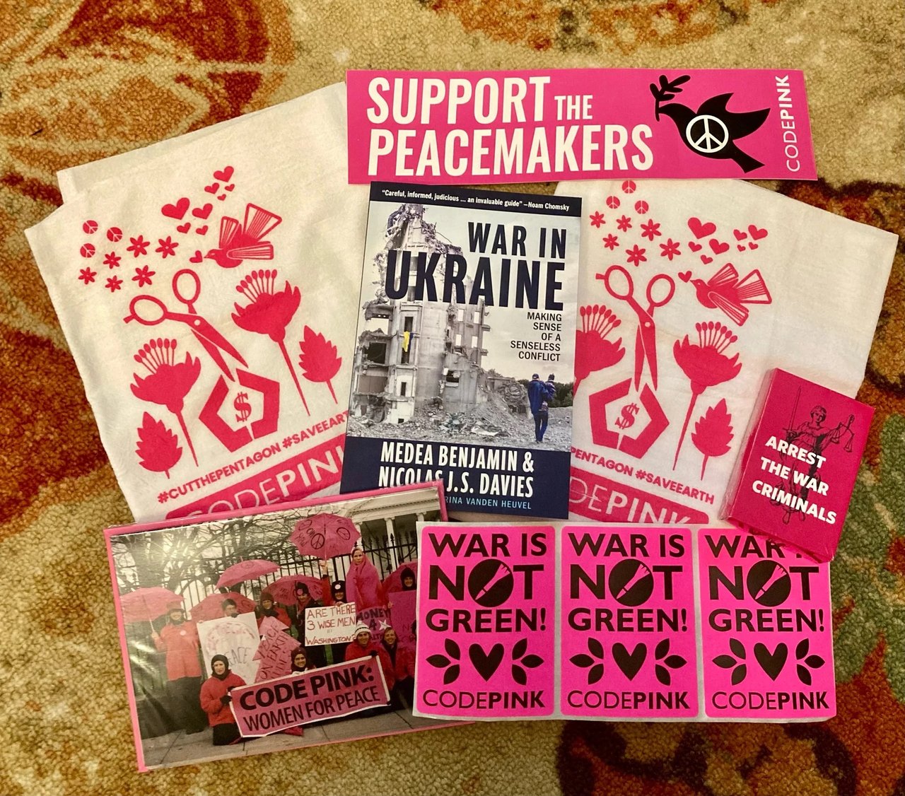 CODEPINK books, stickers, towels, and more!