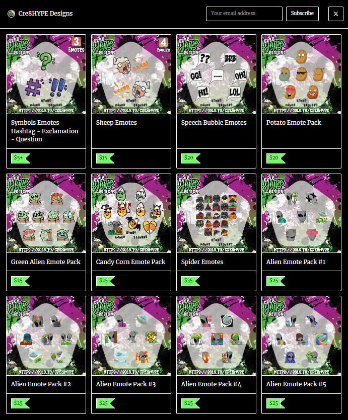 Screenshot of Cre8HYPE Designs Gumroad Store