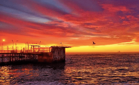Perspective down the aisle at the wedding venue