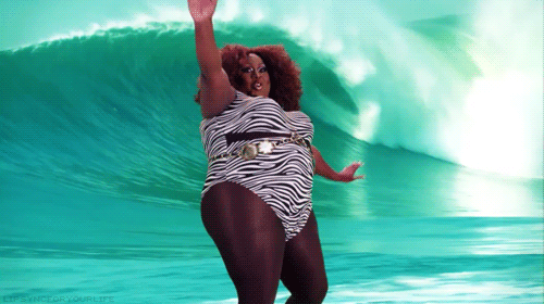 fat black woman on surf barel