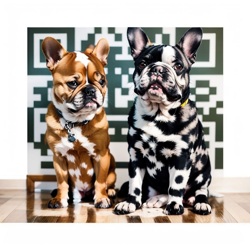 Two dogs sitting, embedded into a qr code.