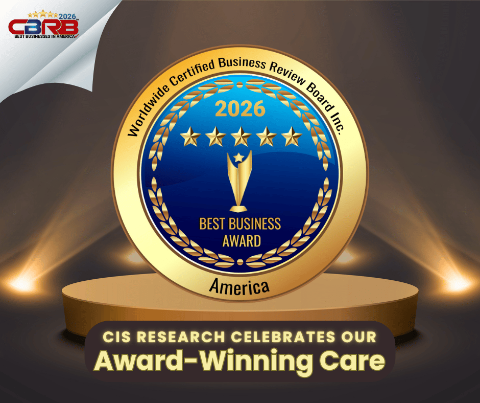 CIS Research Gurnee award for Best Research Center in Gurnee, Illinois by the Worldwide Certified Business Review Board (WCBRB).