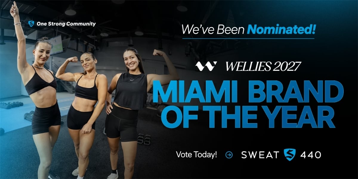 SWEAT440 nominated for Miami Brand of the Year at The Wellies 2027. Tap to vote.