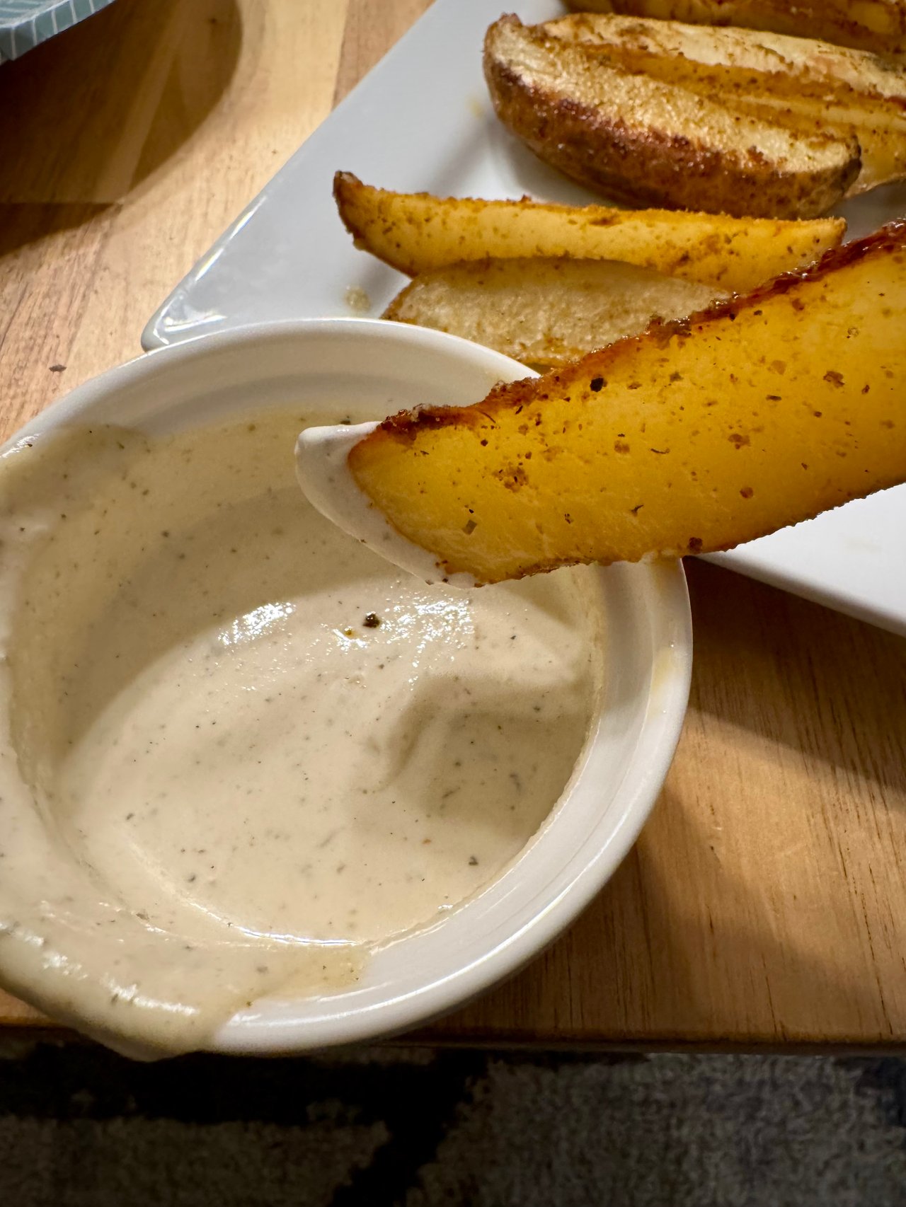 Potato Wedge dipped in Sauce