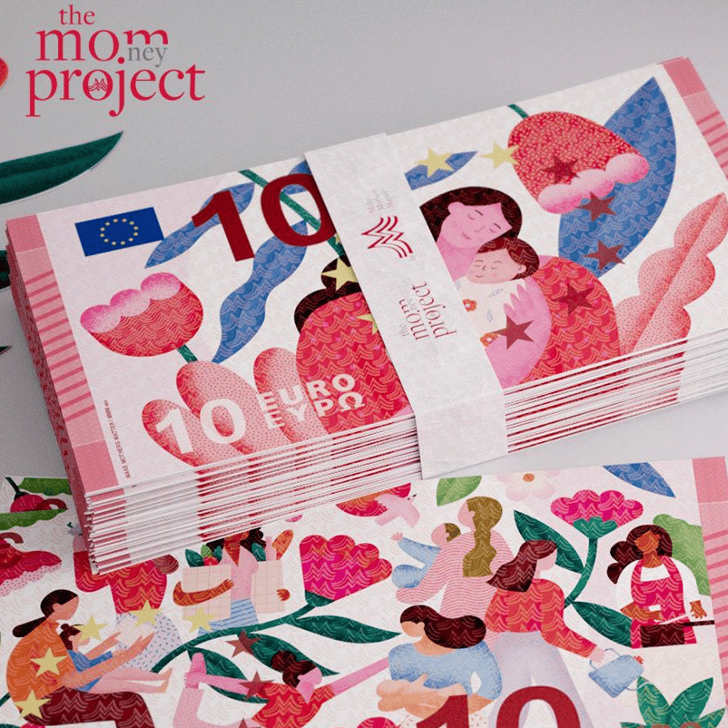 Every day, often alongside their professional lives, mothers devote countless hours to CARE – from household tasks to raising and supporting their children. Sociologists call it INVISIBLE WORK. Although its economic contribution is immense, it remains unseen, unrecognised and undervalued.  LET’S VALUE THE INVISIBLE WORK OF MOTHERS. MOTHERS FEATURED ON THE NEXT BANKNOTES? THE CAMPAIGN STORY  For the first time since 2002, the European Central Bank (ECB) has launched a contest to redesign Eurozone banknotes. This historic moment offers a unique opportunity to make the invisible work of mothers visible.  That’s why we teamed up with Saatchi & Saatchi France, inviting six illustrators from across Europe – all mothers themselves – to create designs that celebrate the essential tasks of motherhood.  The powerful illustrations have been created by Aurore Petit, Meroo Seth, Virginie Kypriotis, Adolie Day, Maelys Chay and Alice Hoffman. Each design highlights a fundamental caregiving task — nurturing, comforting, teaching, protecting — all acts that build our future.  1. ENTERTAINMENT  2. HOUSEHOLD MANAGEMENT  3. ORGANISING DAILY LIFE  4. LISTENING AND SUPPORT  5. EDUCATION  6. CARE   