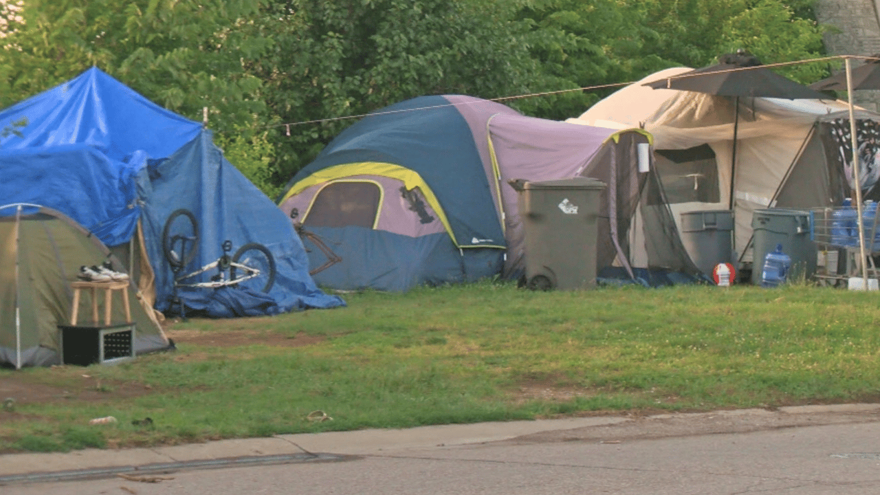photo of tents at the homeless camp at Fountain Square