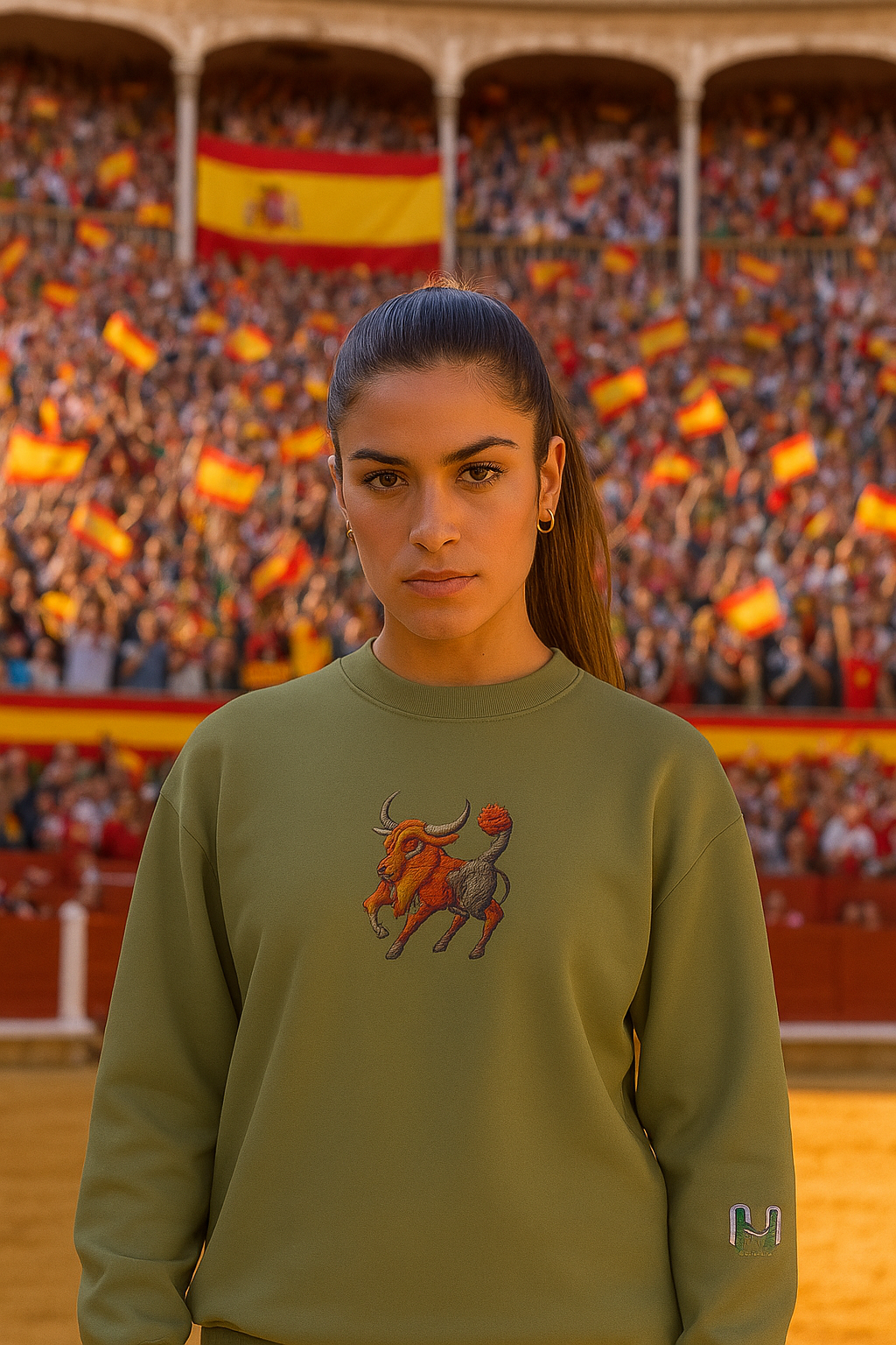 This sweatshirt rides the rhythm of Spain, embroidered with fire and finesse.