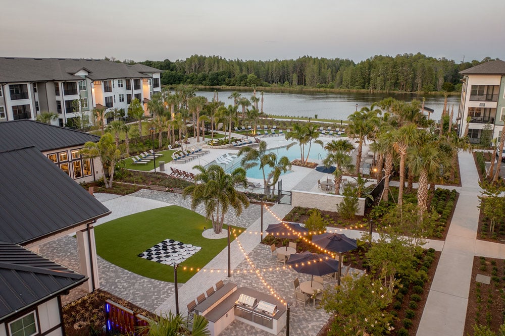 Commercial landscaping and property maintenance services by United Land Services in South Florida, featuring expert landscape design, installation, and ongoing care for upscale commercial properties.