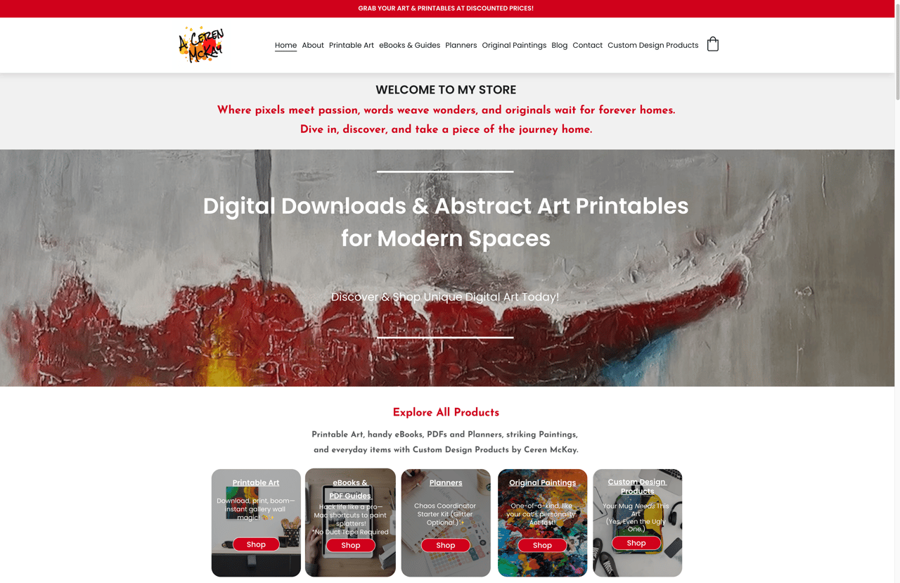 Printable & Original Art, PDF Planners, eBooks & Guides