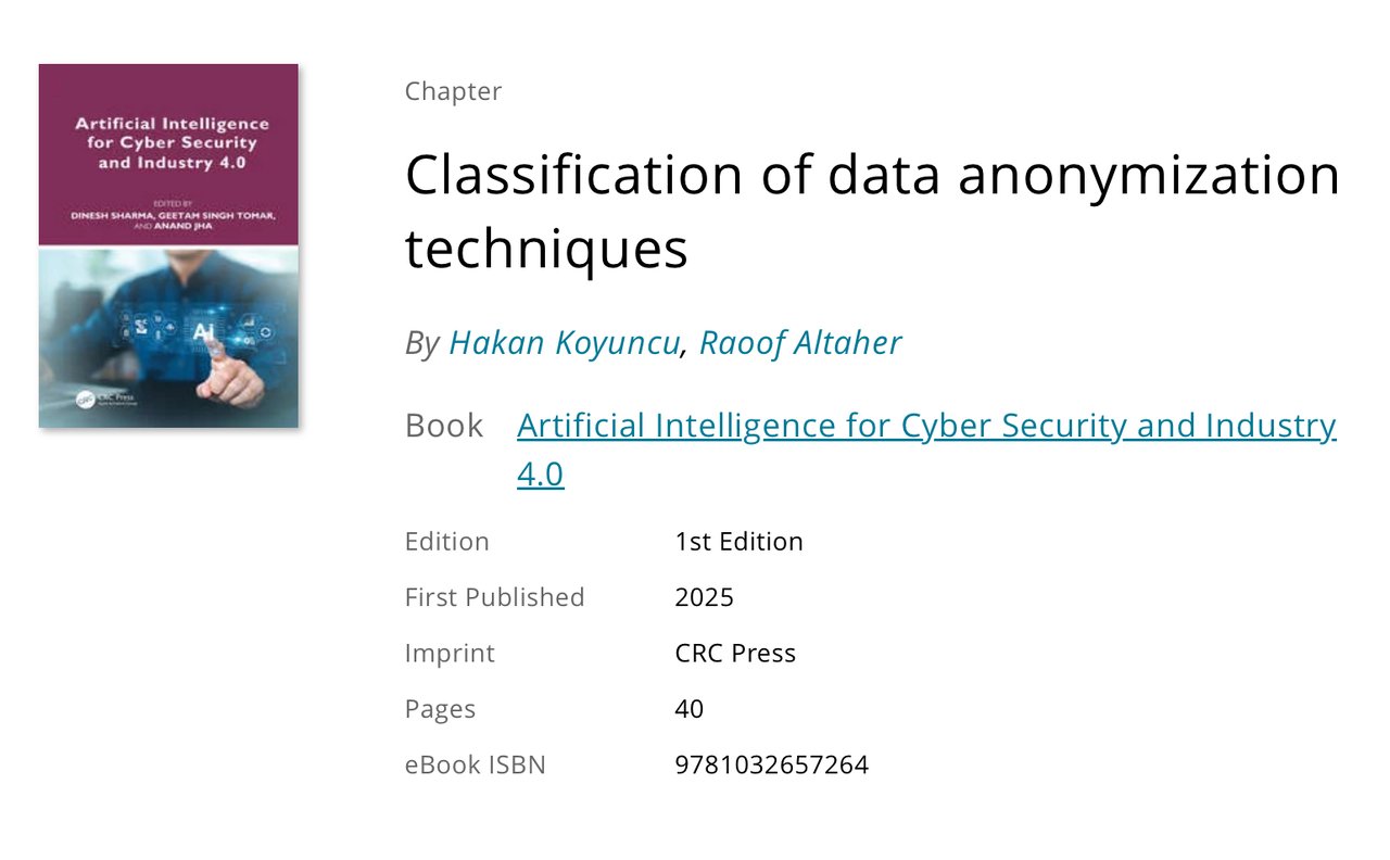 Classification of data anonymization techniques