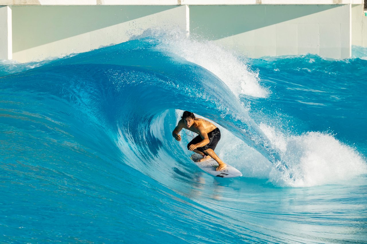 Burried deep inside man made barrels, this is how you backdoor the A Frame at Palm Springs Surf Club