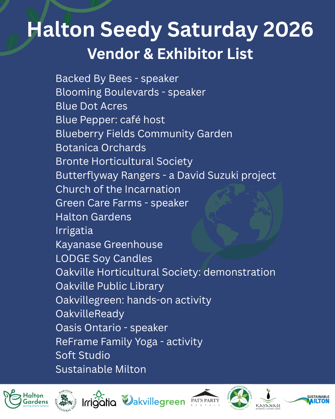 Halton Seedy Saturday - Vendor & Exhibitor List