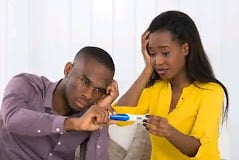 A couple frustrated of the unexpected pregnancy