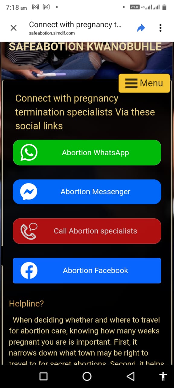 screen shot of a drop down menu of social media contacts page 