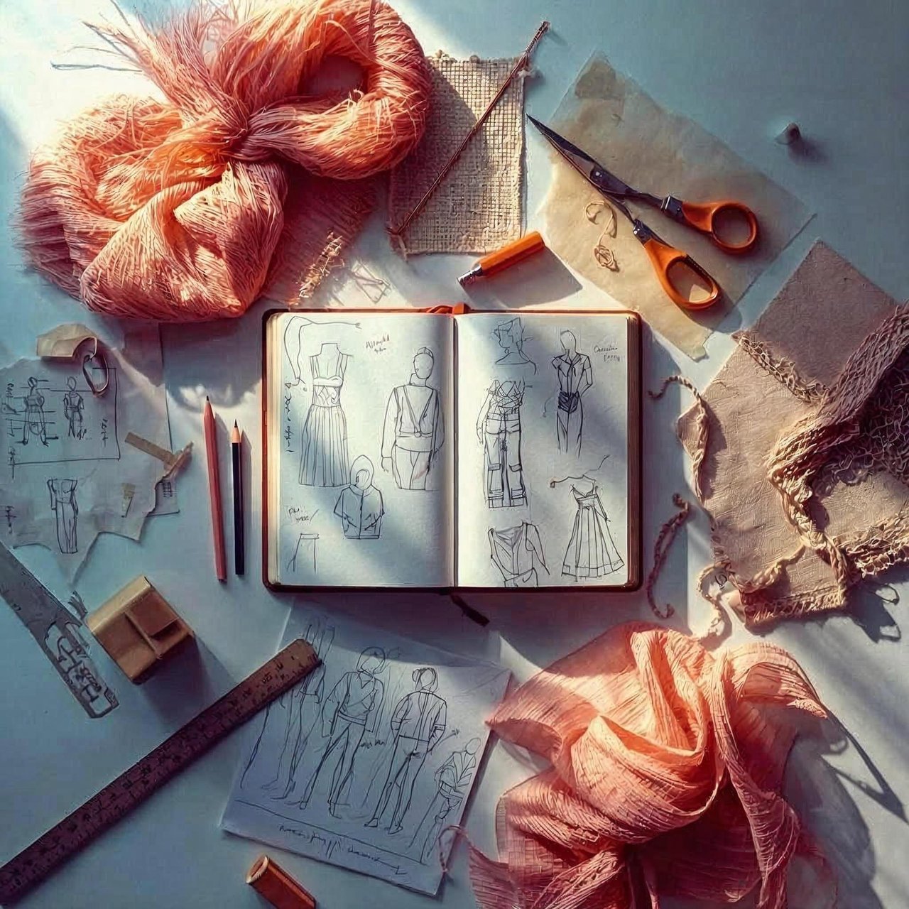 Sketchbooks with brainstorm ideas