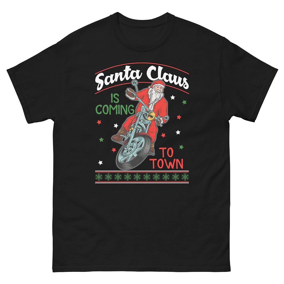 Unique Santa Claus Motorcycle T-Shirt for Holiday Christmas