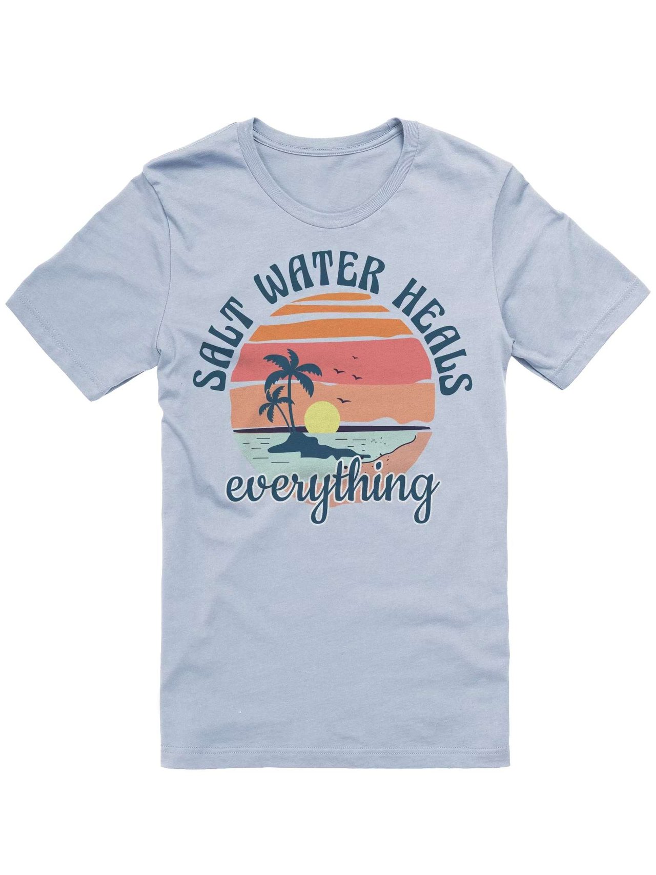 Stay inspired with the Salt Water Heals Everything Sunset Serenity T-Shirt. Enjoy comfort, style, and a coastal touch—perfect for any adventure!