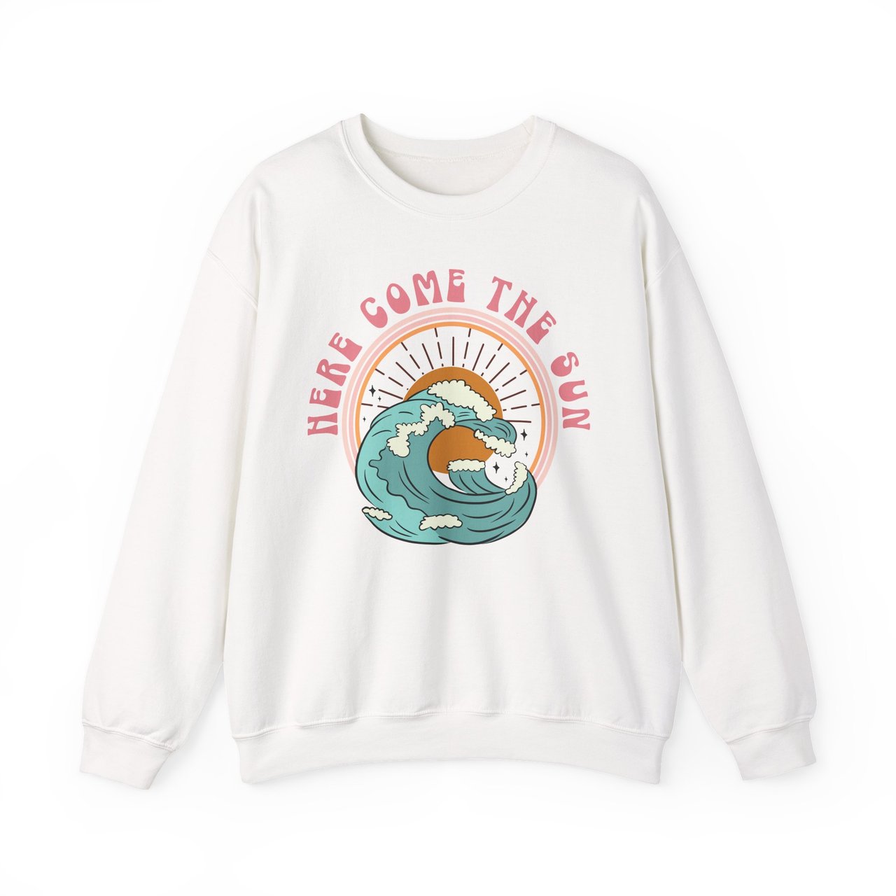 Crewneck Sweatshirt Here Come The Sun Retro Wave Surf Graphic
