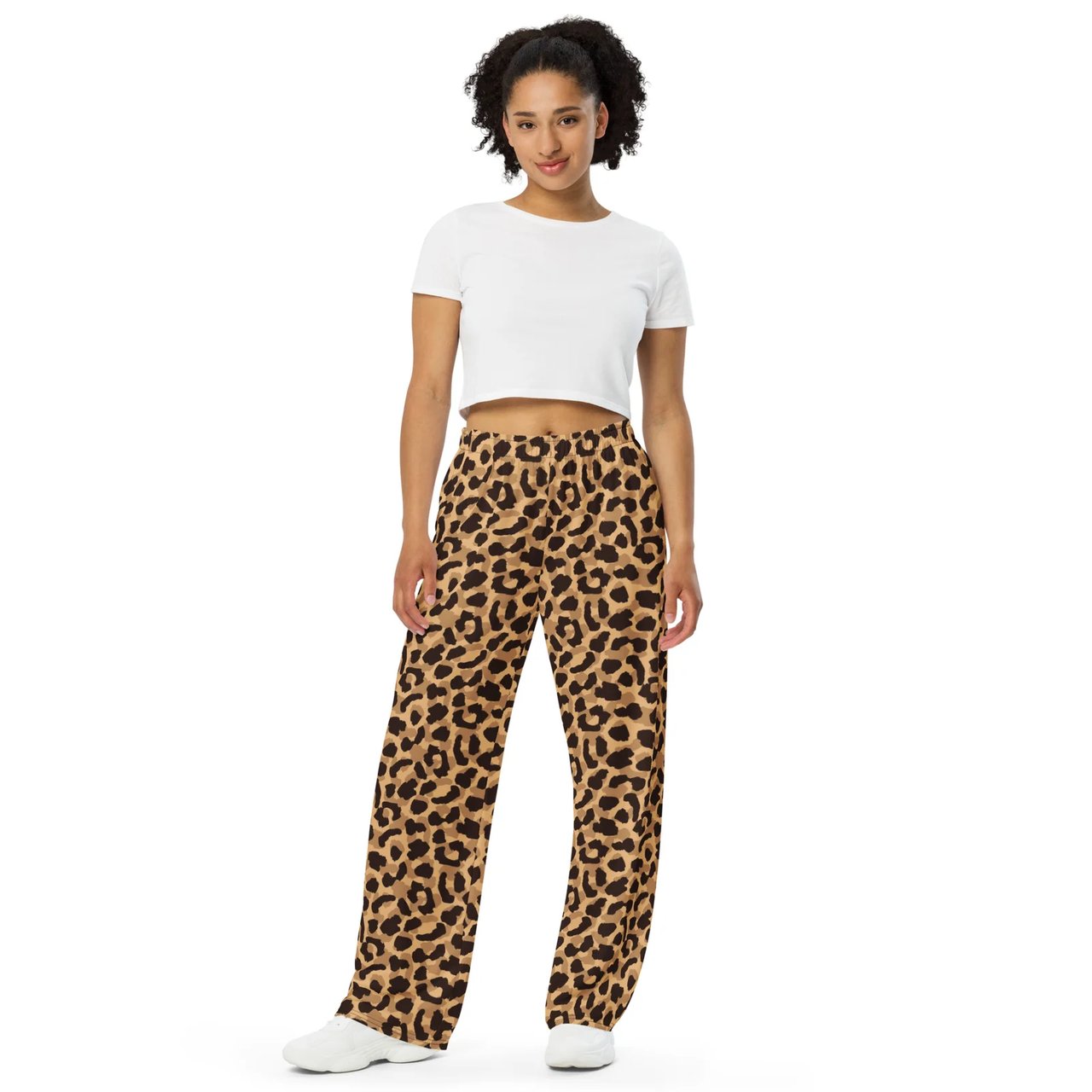 Trendy Bold Leopard Print Unisex Wide-Leg Pants Stand out with Trendy Bold Leopard Print Unisex Wide-Leg Pants! Shop now for unique style and comfort that make a statement anywhere you go.