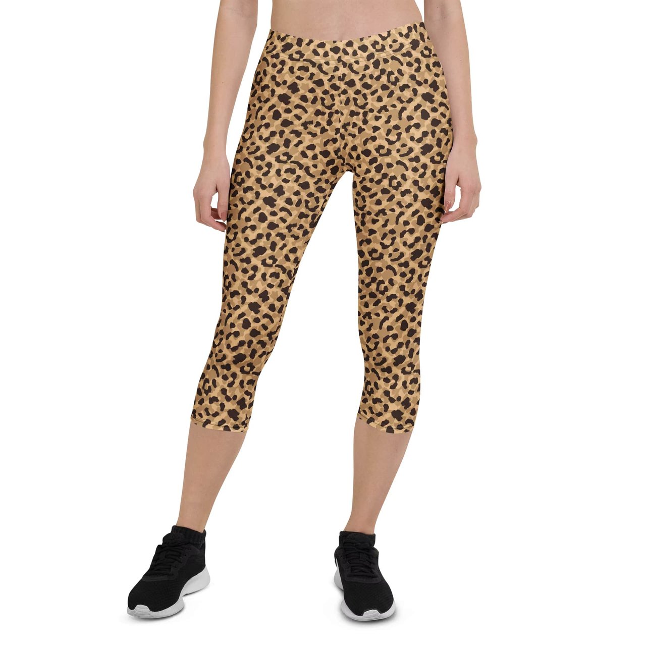 Bold Leopard Print Capri Leggings Comfortable Sportswear