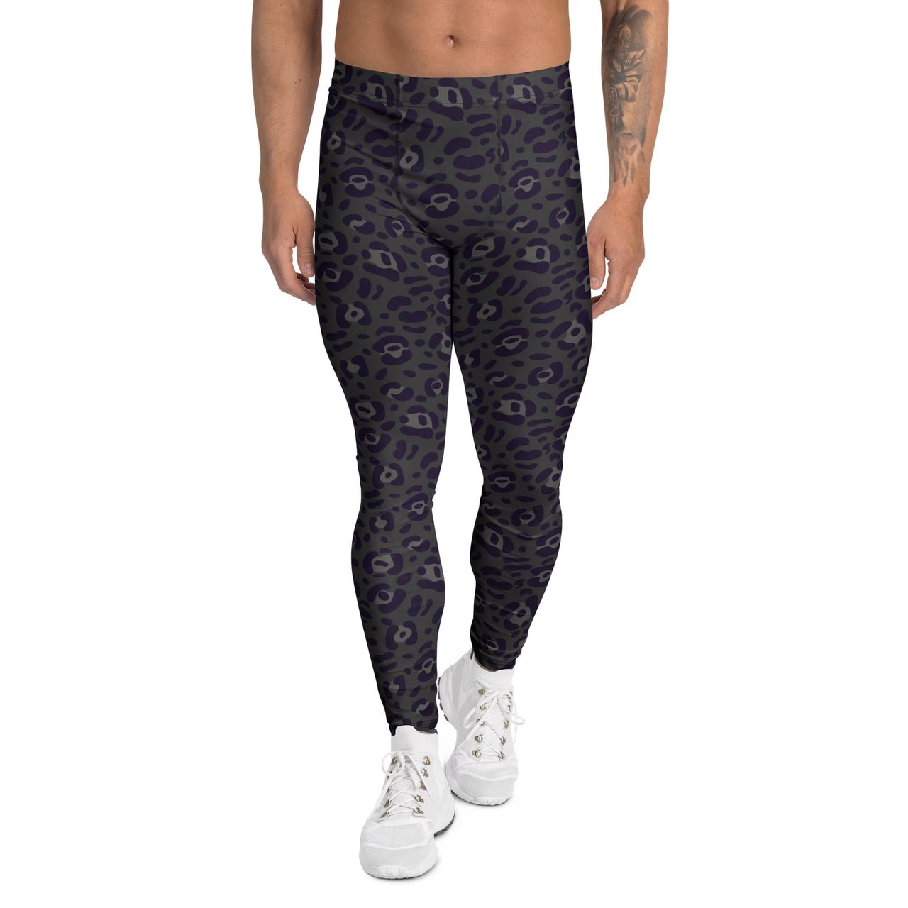 Comfortable Men's Leggings with Bold Black Leopard Print