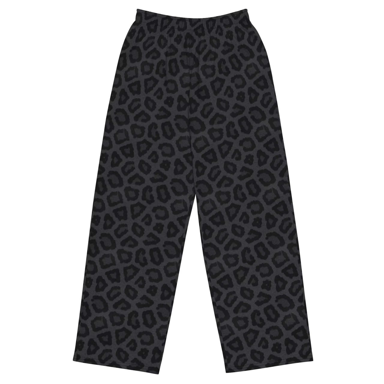 Trendy Black Leopard Print Unisex Wide-Leg Pants Shop trendy Black Leopard Print Unisex Wide-Leg Pants for bold style and comfort. Perfect for any occasion make a statement today!