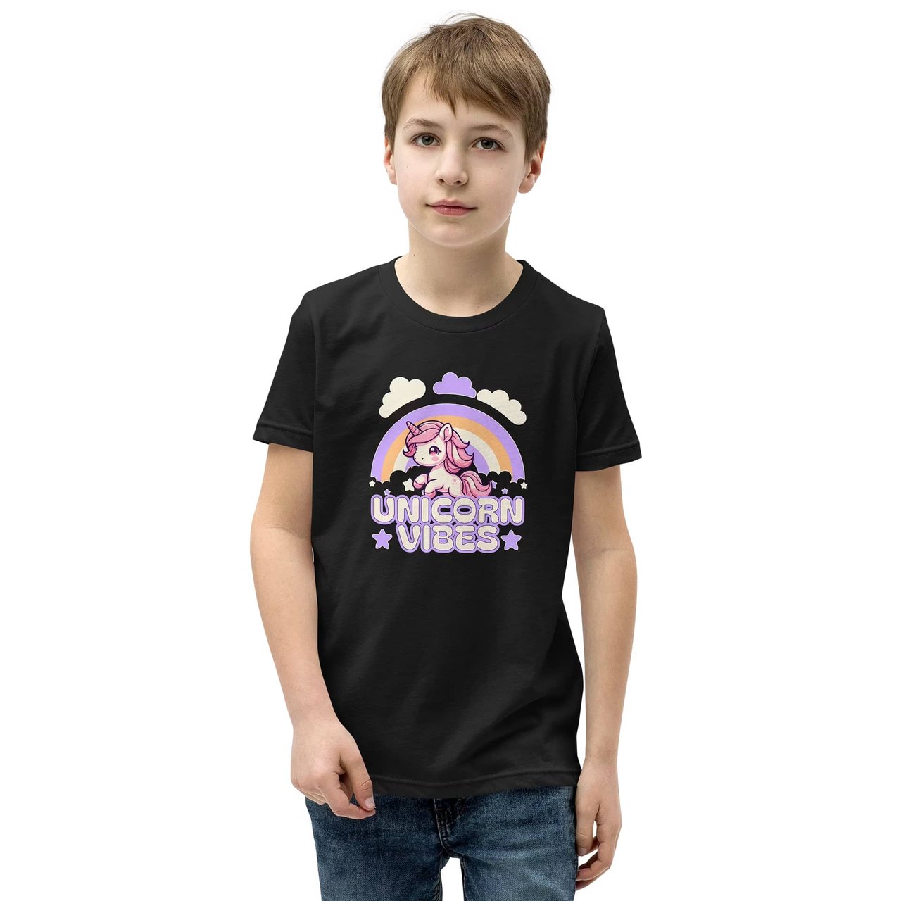 Stylish Unicorn Vibes Youth T-Shirt for Casual Outfits Add magic to everyday looks with our Stylish Unicorn Vibes Youth T-Shirt for Casual Outfits. Perfect blend of comfort and trendy style! Discover the Stylish Unicorn Vibes Youth T-Shirt for Casual Outfits. Shop this fun, comfy shirt your kids will love for every casual occasion! Level up your child's wardrobe with the Stylish Unicorn Vibes Youth T-Shirt for Casual Outfits. Trendy, comfy, and perfect for any day!