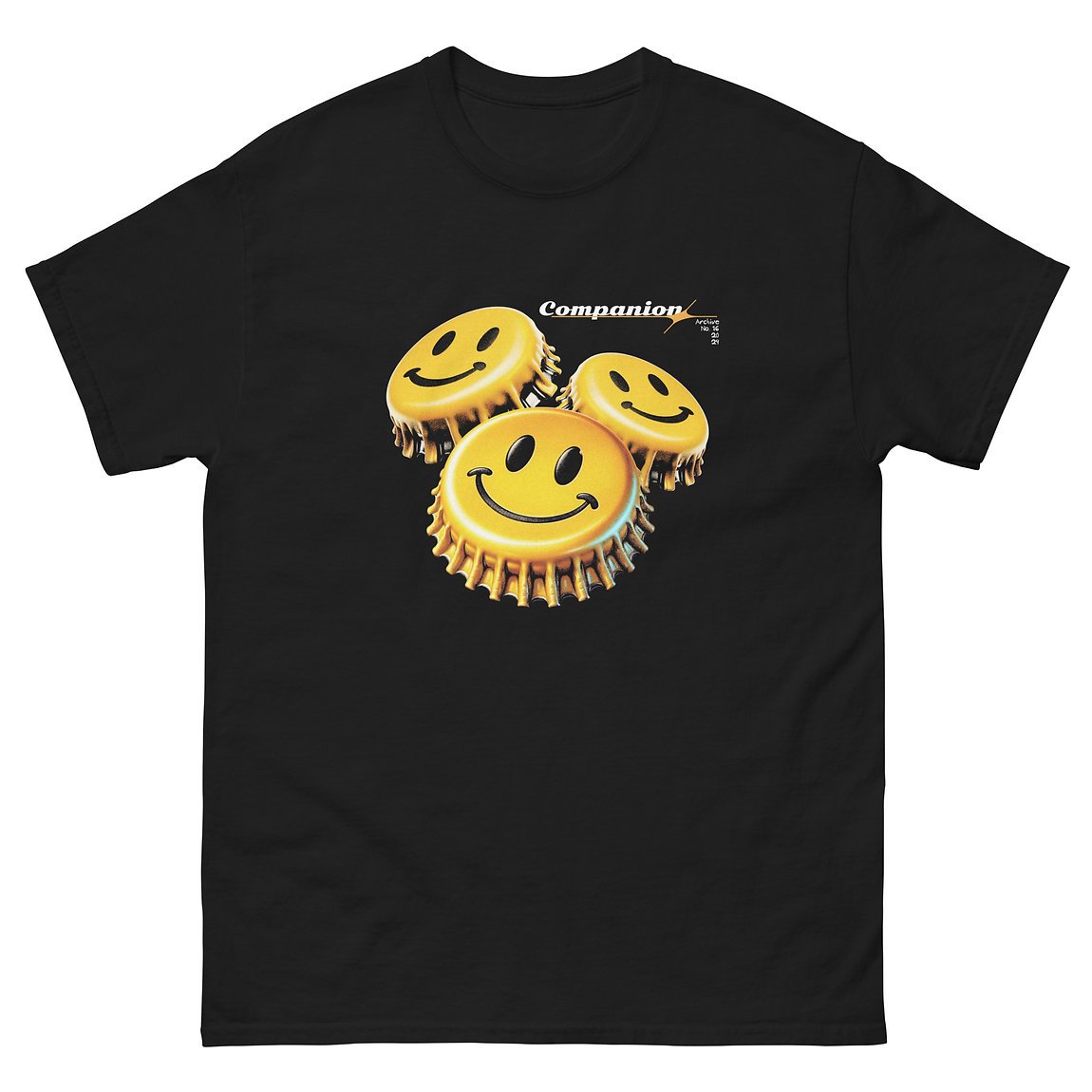Unique Smiley Bottle Caps Tee for Casual Wear Embrace fun and comfort with the Unique Smiley Bottle Caps Tee, a perfect choice for casual wear. This tee stands out thanks to its playful design featuring colorful smiley faces inspired by iconic bottle caps, adding a cheerful vibe to any outfit. Made from soft, breathable fabric, it ensures all-day comfort whether you're out with friends, running errands, or just relaxing at home.