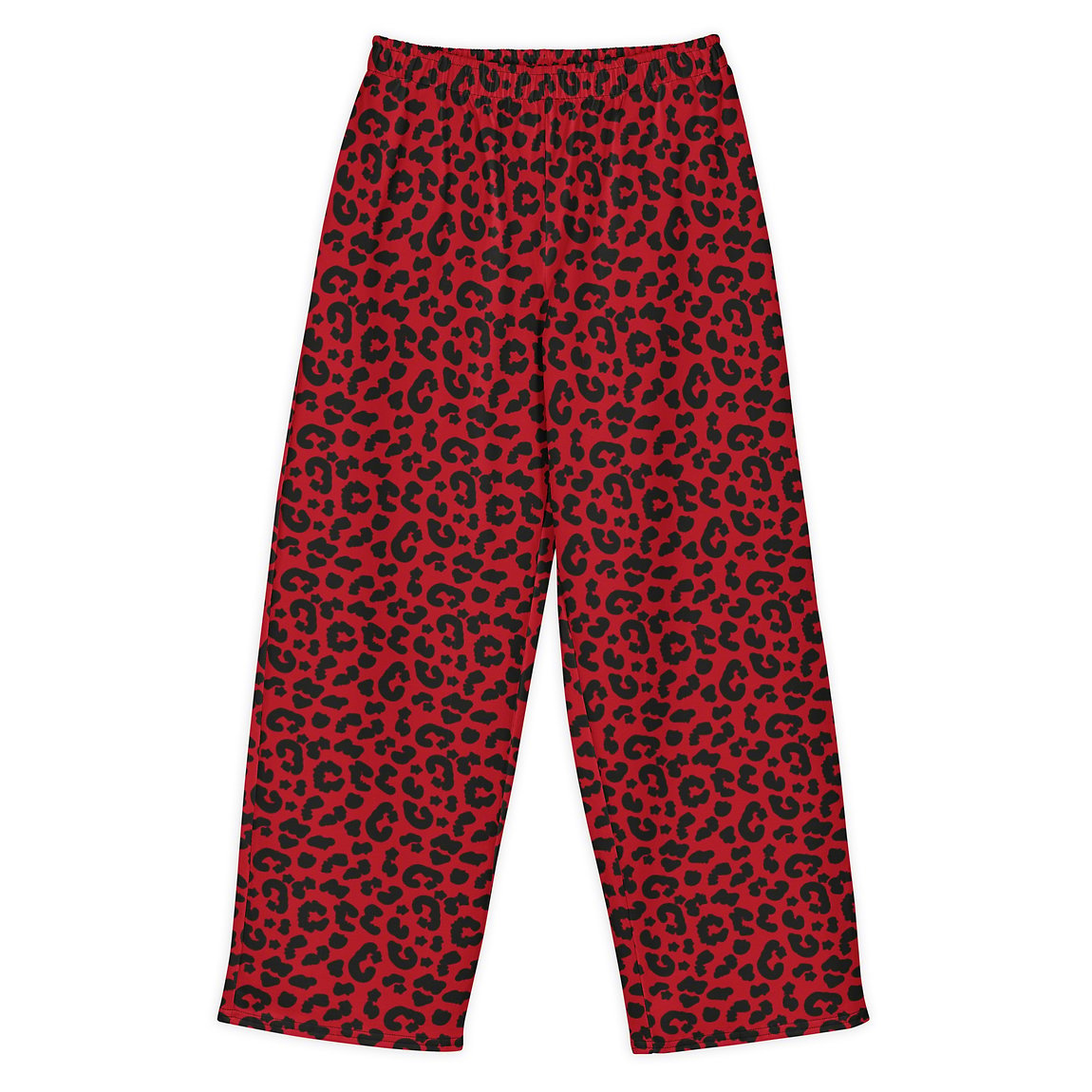 Trendy Bold Red Leopard Print Unisex Cotton Pants
