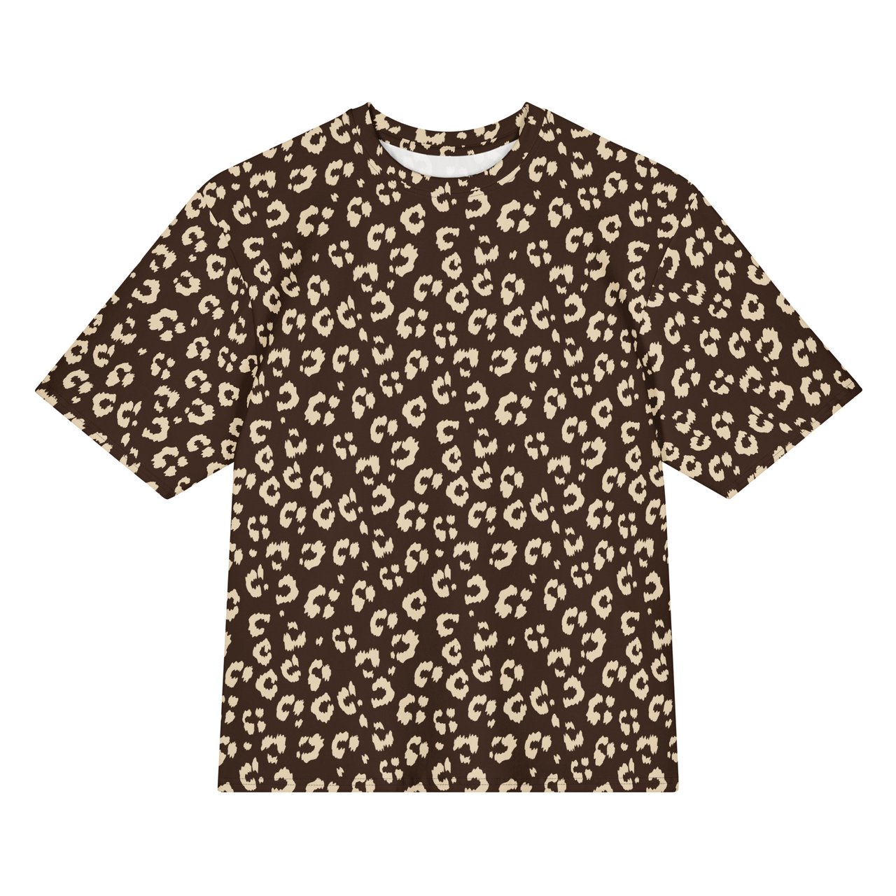 Stylish Brown Leopard Print Oversized Cotton T-Shirt for Casual Wear