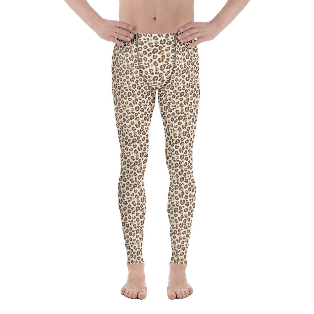 Unique Bold Brown Leopard Print Men's Leggings